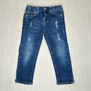 7 For All Mankind Girl Josefina Skinny Boyfriend Distressed Medium Wash Jeans 3T
